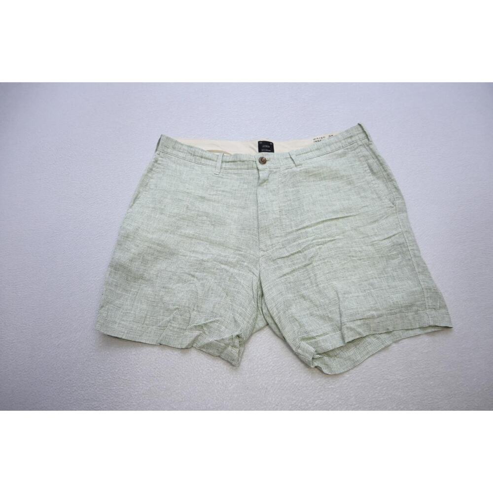 J Crew Marlin Hawaiian 100% Linen Shorts Casual Striped 7" INS Mens Sz 35